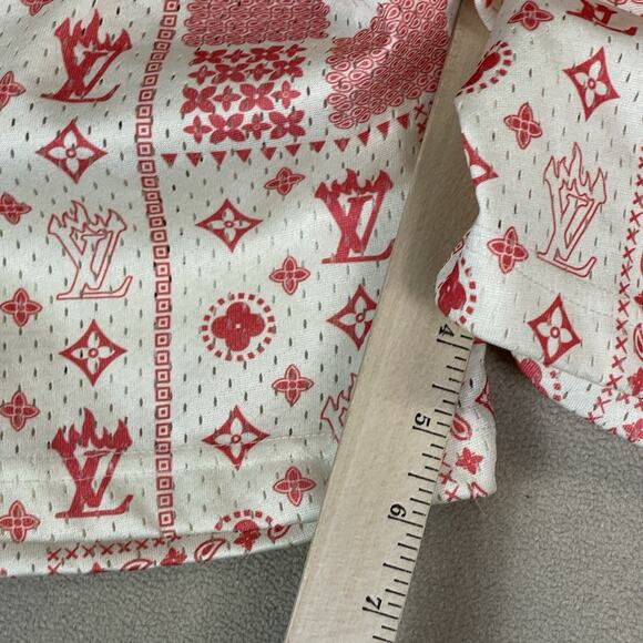 Street Market‎ Supply Short Mens S White Red Mesh Elastic Waist Geometric Print - Picture 7 of 10